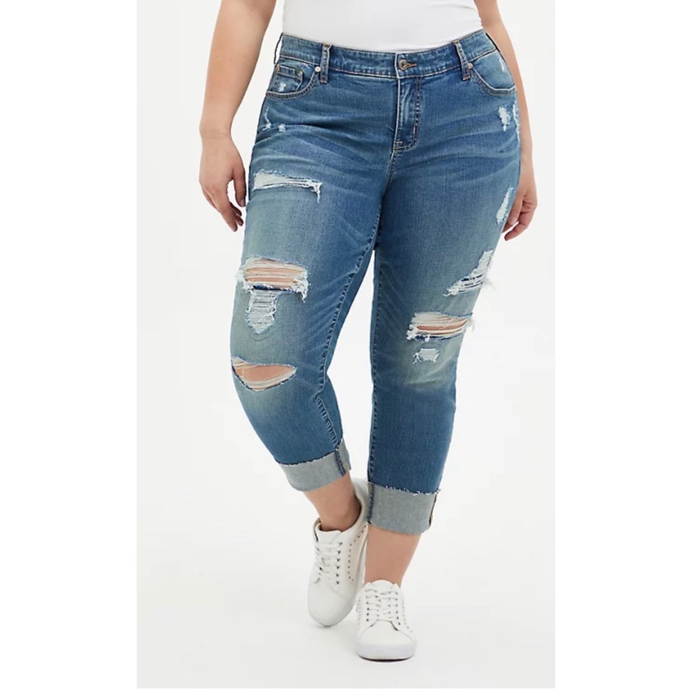 Torrid CROP BOYFRIEND STRAIGHT VINTAGE STRETCH MID-RISE JEAN